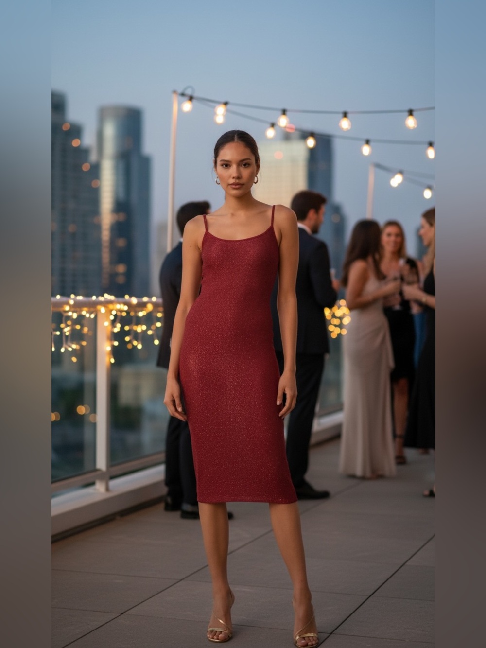 NWT MISA Los Angeles LISETTE DRESS* Knits In Crimson size large - Picture 14 of 15
